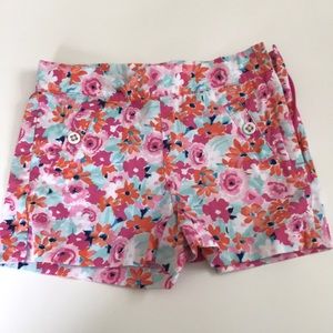 Pink, orange, white & aqua blue floral shorts